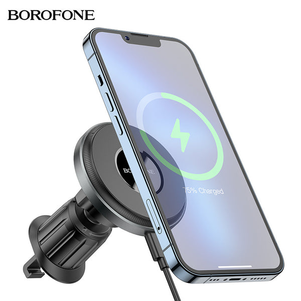 BOROFONE Magsafe Magnetic Car Phone Holder Wireless Chargers 15W for iPhone with Innovative Clamp