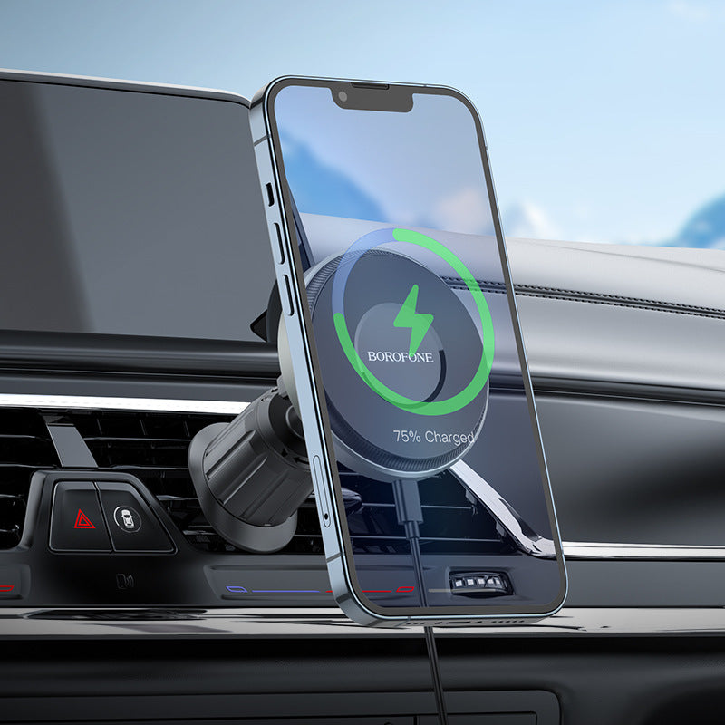 BOROFONE Magsafe Magnetic Car Phone Holder Wireless Chargers 15W for iPhone with Innovative Clamp