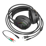 BOROFONE Over-Ear Gaming Headphone USB+3.5mm Dual Plugs Audio Wired Gaming Headset With Microphone