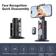 Load image into Gallery viewer, 360° Rotatable Gimbal Fast Face &amp; Object Tracking, Auto Face Tracking Tripod, Remote Control Camera, Portable All-in-one Cameraman Robot Mount for Phone Video Vlog Live Streaming with Upgraded Auto Tracking Phone Holder (P02)
