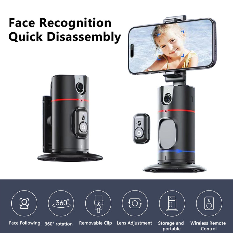 360° Rotatable Gimbal Fast Face & Object Tracking, Auto Face Tracking Tripod, Remote Control Camera, Portable All-in-one Cameraman Robot Mount for Phone Video Vlog Live Streaming with Upgraded Auto Tracking Phone Holder (P02)