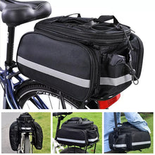 Load image into Gallery viewer, Bicycle Bike Bag Rack Back Rear Seat Tail Carrier Double Sided Pannier with Expandable Side Pockets (27L)
