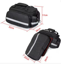 Load image into Gallery viewer, Bicycle Bike Bag Rack Back Rear Seat Tail Carrier Double Sided Pannier with Expandable Side Pockets (27L)
