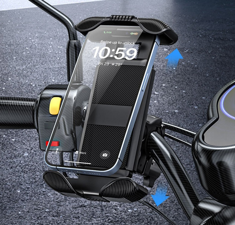 Universal Phone Mount with Secure Grip for Bicycle Scooter use in Handle Bar, Support Phone Size with Case up to 6.5"