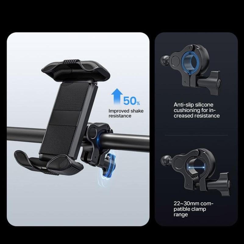 Universal Phone Mount with Secure Grip for Bicycle Scooter use in Handle Bar, Support Phone Size with Case up to 6.5"