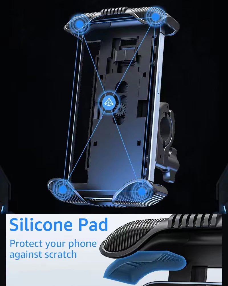 Universal Phone Mount with Secure Grip for Bicycle Scooter use in Handle Bar, Support Phone Size with Case up to 6.5"