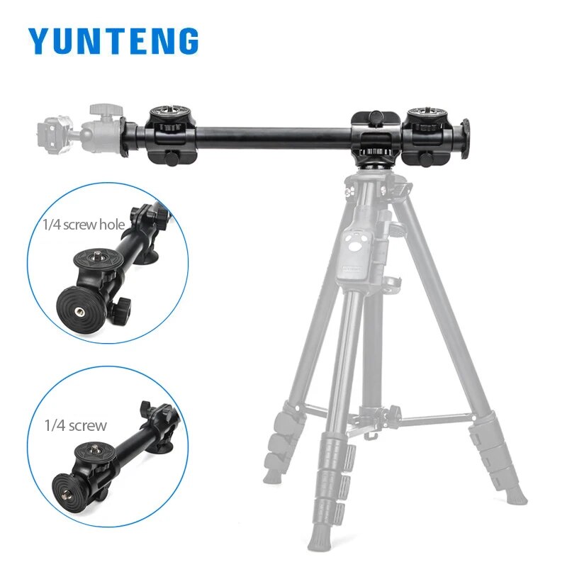 YUNTENG VCT-369 Crossbar Bracket Tripod Extension Rod 1/4 Screw Suitable for Phone Camera Live Photography 69cm