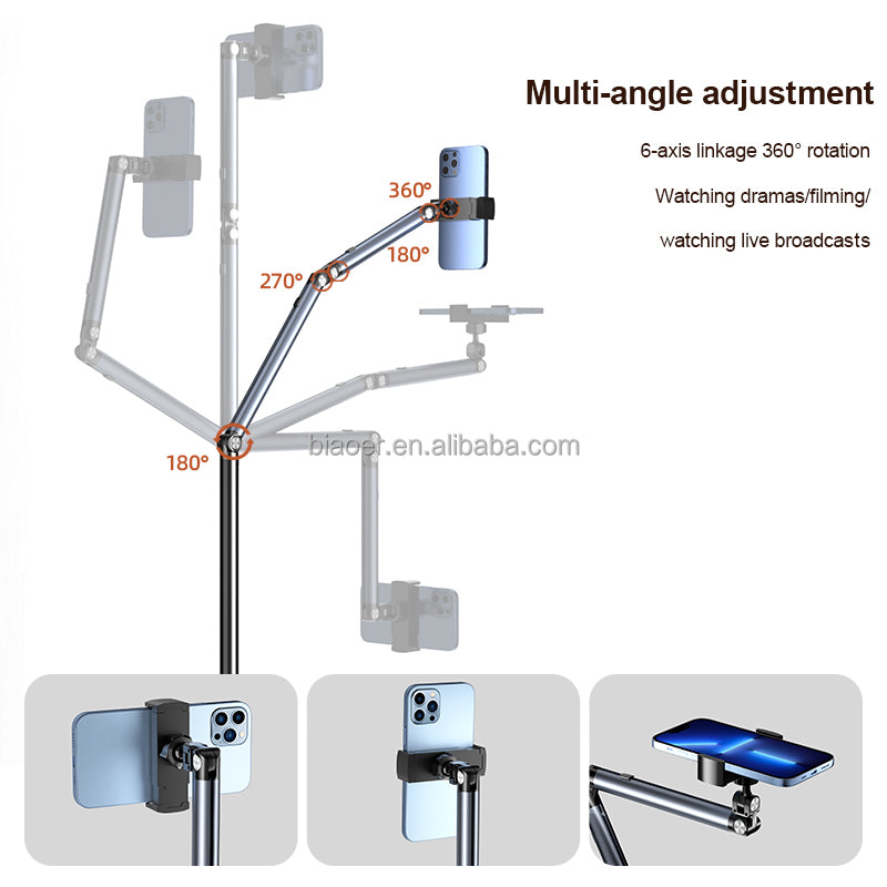 X&X Lazy Tablet Phone Universal Holder Aluminum Alloy Arm Adjustable 360 Rotation Floor Stand Tablet PC Stand Mobile Phone Holder