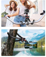 Load image into Gallery viewer, Flexible Octopus Telescopic Pole Tripod Detachable Phone Selfie Holder with Cold Shoe Mount, Bluetooth Extendable 41cm to 64cm
