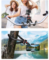 Flexible Octopus Telescopic Pole Tripod Detachable Phone Selfie Holder with Cold Shoe Mount, Bluetooth Extendable 41cm to 64cm