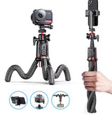 Flexible Octopus Telescopic Pole Tripod Detachable Phone Selfie Holder with Cold Shoe Mount, Bluetooth Extendable 41cm to 64cm