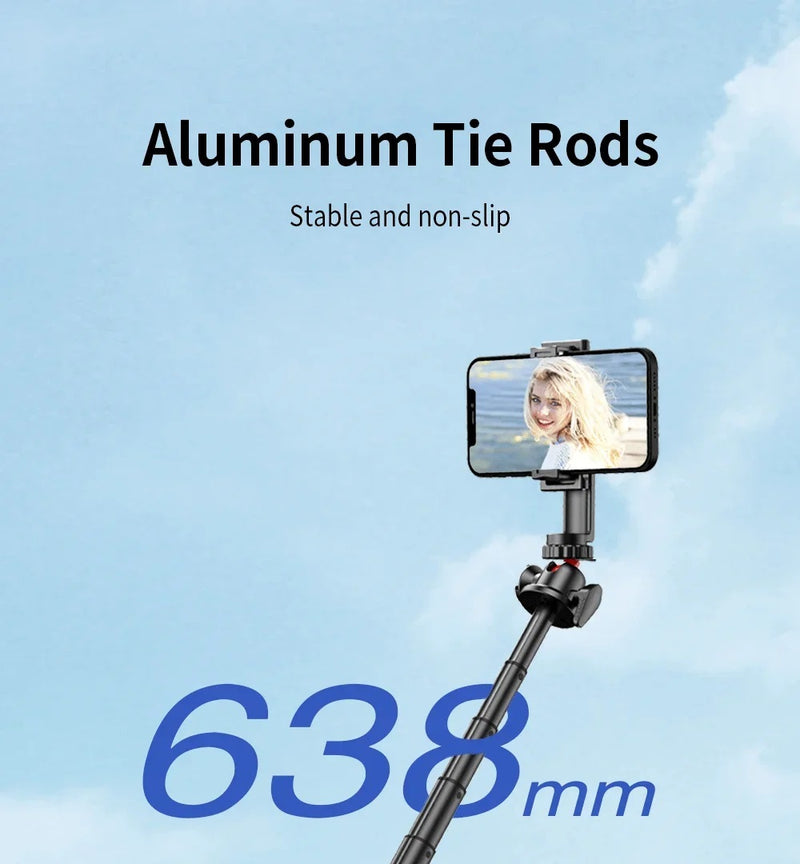 Flexible Octopus Telescopic Pole Tripod Detachable Phone Selfie Holder with Cold Shoe Mount, Bluetooth Extendable 41cm to 64cm