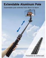 Flexible Octopus Telescopic Pole Tripod Detachable Phone Selfie Holder with Cold Shoe Mount, Bluetooth Extendable 41cm to 64cm