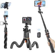 Load image into Gallery viewer, Flexible Octopus Telescopic Pole Tripod Detachable Phone Selfie Holder with Cold Shoe Mount, Bluetooth Extendable 41cm to 64cm
