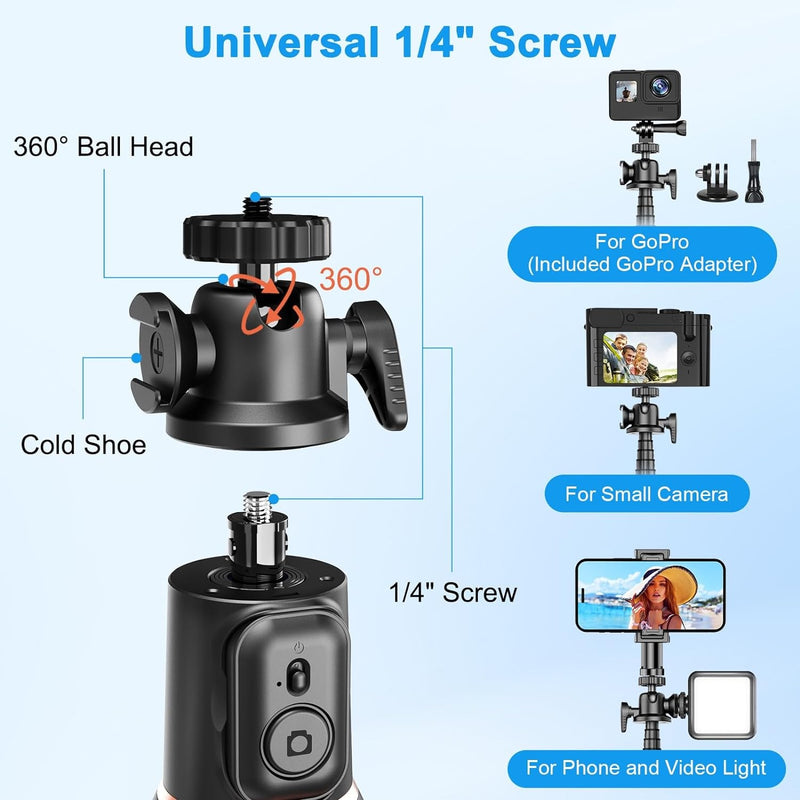 Flexible Octopus Telescopic Pole Tripod Detachable Phone Selfie Holder with Cold Shoe Mount, Bluetooth Extendable 41cm to 64cm