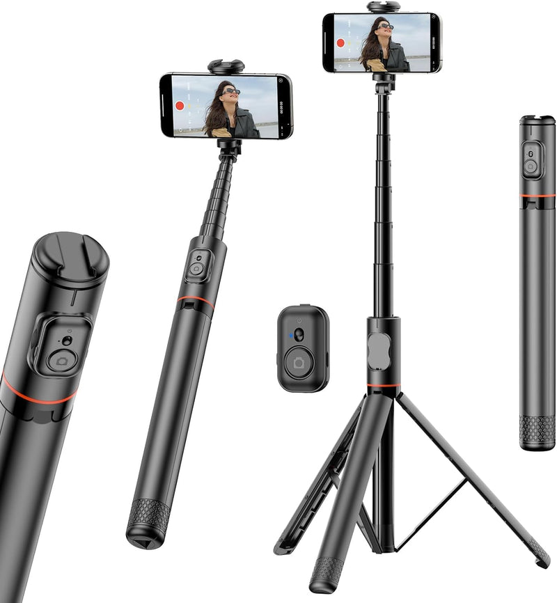 All in 1 Hidden Selfie Stick Tripod 1.82m Portable Phone Tripod Aluminum Alloy Cold Shoe Tripod