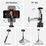 All in 1 Hidden Selfie Stick Tripod 1.82m Portable Phone Tripod Aluminum Alloy Cold Shoe Tripod