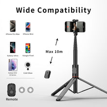 Load image into Gallery viewer, All in 1 Hidden Selfie Stick Tripod 1.82m Portable Phone Tripod Aluminum Alloy Cold Shoe Tripod
