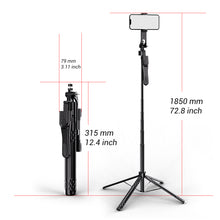 Load image into Gallery viewer, 1.85M Aluminum Alloy Rod Extendable Four-Legged Stand Phone Holder Bluetooth Selfie Stick
