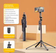 Load image into Gallery viewer, 1.85M Aluminum Alloy Rod Extendable Four-Legged Stand Phone Holder Bluetooth Selfie Stick
