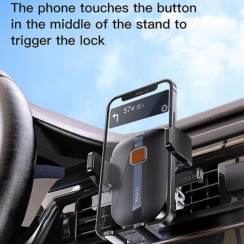 360° Rotatable Car Air Ventilitaion Grid Phone Holder One Touch with Long Hook Clamp Anti Fall