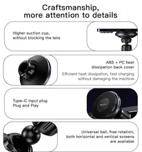Load image into Gallery viewer, YESIDO C190 Magsafe Magnetic Car Phone Holder Wireless Chargers 15W for iPhone with Innovative Clamp

