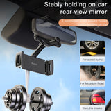 YESIDO C196 Car Rearview Mirror Phone Holder 360 Degrees Rotating ABS Cellphone Bracket