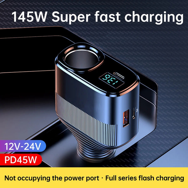 1 Socket Car Charger Adapter Type C PD45W Fast Charging Phone Charger Smart Charging Support Battery Voltage Detection