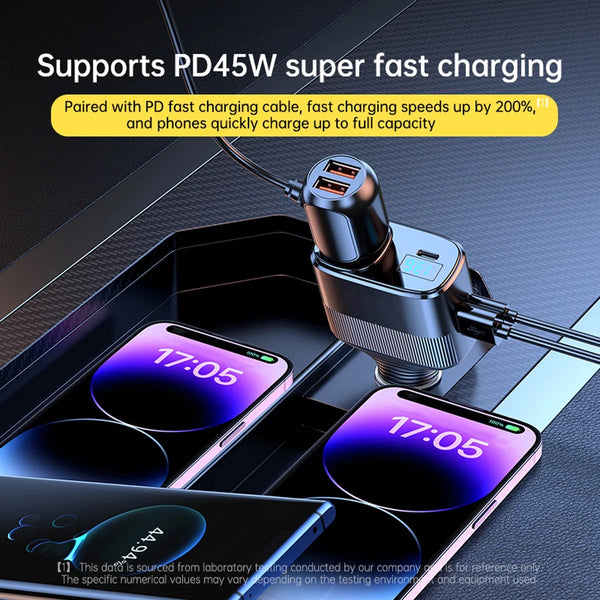 1 Socket Car Charger Adapter Type C PD45W Fast Charging Phone Charger Smart Charging Support Battery Voltage Detection