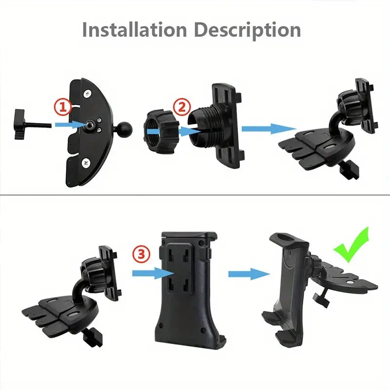 Car CD Slot Mount for Phone Tablet Holder with Expandable Width up to Size 11 Inch with 360° Rotatable Compatible with Samsung Galaxy Z Fold