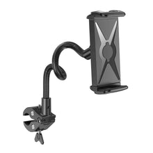 Load image into Gallery viewer, 360° Gooseneck Flexible Angle Phone Tablet Clamp Mount Support up to 12.9" for Pram Treadmill Bike 50cm
