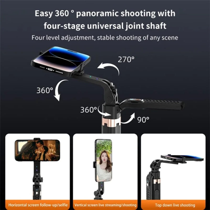 Selfie Stick 3-in-1 Gimbal Stabilizer Telescoping AI Face Recognition 180cm Multi-Function