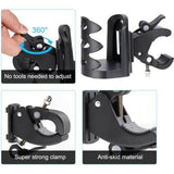 Universal 360° Rotatable Claw Clamp Handlebar Cup Holder Rack Cage Universal For Wheelchair Walker Rollator Bicycle Stroller Treadmill