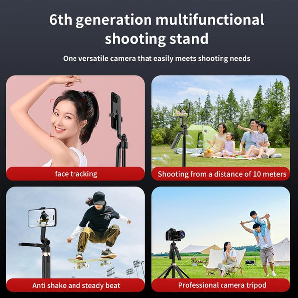 Selfie Stick 3-in-1 Gimbal Stabilizer Telescoping AI Face Recognition 180cm Multi-Function