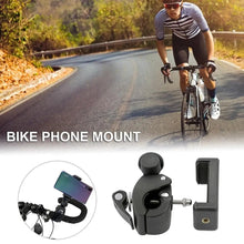 Load image into Gallery viewer, Universal 1/4 Head DV DSLR Bike Bicycle Handlebar Clamp Bracket Mount with Phone Bracket for size 4.7&quot;-6.5&quot; and compatible for Insta 360 One X Video Camera Clip,  Gopro Hero5/4/3+/3/2/1
