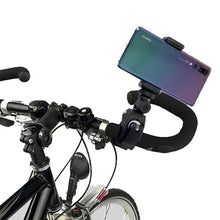 Load image into Gallery viewer, Universal 1/4 Head DV DSLR Bike Bicycle Handlebar Clamp Bracket Mount with Phone Bracket for size 4.7&quot;-6.5&quot; and compatible for Insta 360 One X Video Camera Clip,  Gopro Hero5/4/3+/3/2/1
