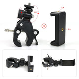 Universal 1/4 Head DV DSLR Bike Bicycle Handlebar Clamp Bracket Mount with Phone Bracket for size 4.7"-6.5" and compatible for Insta 360 One X Video Camera Clip,  Gopro Hero5/4/3+/3/2/1