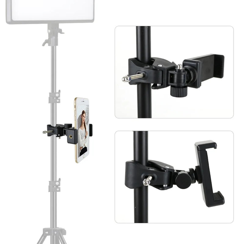 Universal 1/4 Head DV DSLR Bike Bicycle Handlebar Clamp Bracket Mount with Phone Bracket for size 4.7"-6.5" and compatible for Insta 360 One X Video Camera Clip,  Gopro Hero5/4/3+/3/2/1