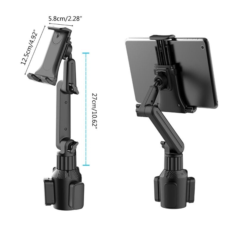 MAILUZHE 360°Adjustable Mount Car Cup Holder Adjustable Angle Gooseneck Shockproof Stand for Phone & Tablet upto 13" Inch