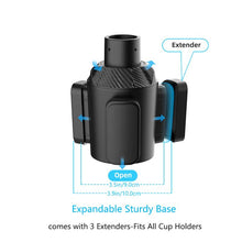 Load image into Gallery viewer, MAILUZHE Universal Cup Holder 360° Rotatable Felxible Arm Height up to 42cm Expandable Base for Phone Tablet upto 4 inch-13 inch
