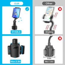 Load image into Gallery viewer, MAILUZHE Universal Cup Holder 360° Rotatable Felxible Arm Height up to 42cm Expandable Base for Phone Tablet upto 4 inch-13 inch
