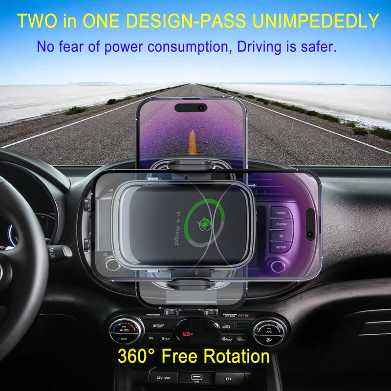 360° Rotatable Car Air Ventilitaion Grid 15W Qi Fast Wireless Charger Auto Clamp Long Hook Clamp Anti Fall