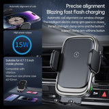 360° Rotatable Car Air Ventilitaion Grid 15W Qi Fast Wireless Charger Auto Clamp Long Hook Clamp Anti Fall