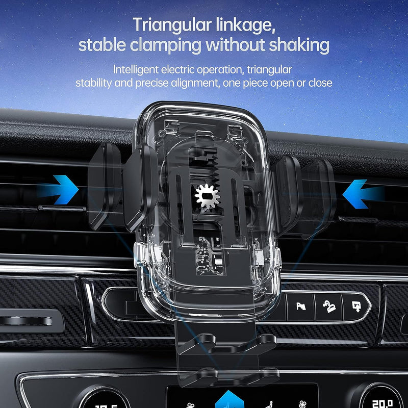 360° Rotatable Car Air Ventilitaion Grid 15W Qi Fast Wireless Charger Auto Clamp Long Hook Clamp Anti Fall