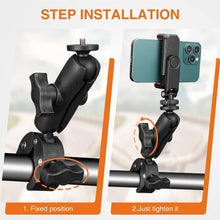 Load image into Gallery viewer, Universal 1/4&quot; Handlebar Clamp Mount for Motorcyle Bicycle for Sport/Mini Camera/GoPro/with Ball Head
