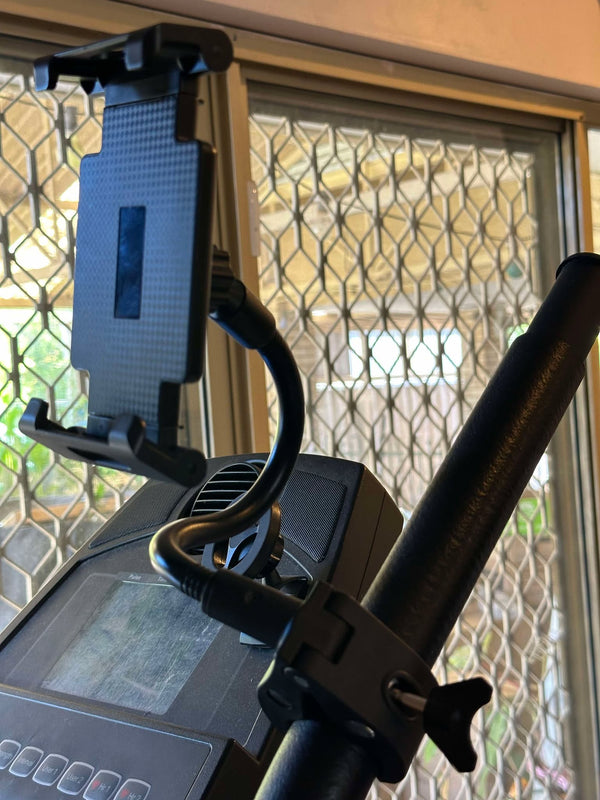 Flexible Gooseneck Phone Mount Gym Bicycle Spin Bike Tablet Holder for Phone Tablet up to Size 13 Inches