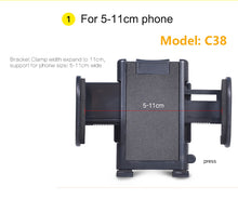 Load image into Gallery viewer, Universal 360° Rotatable Claw Clamp Phone Holder for Bike Bicycle E-Bike Scotter Baby Carriages, Treadmills, etc. Support Phone Size up to 7&quot; Inch

