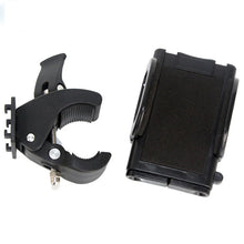 Load image into Gallery viewer, Universal 360° Rotatable Claw Clamp Phone Holder for Bike Bicycle E-Bike Scotter Baby Carriages, Treadmills, etc. Support Phone Size up to 7&quot; Inch

