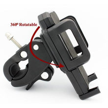 Load image into Gallery viewer, Universal 360° Rotatable Claw Clamp Phone Holder for Bike Bicycle E-Bike Scotter Baby Carriages, Treadmills, etc. Support Phone Size up to 7&quot; Inch
