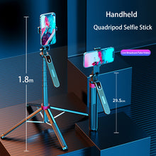 Load image into Gallery viewer, Selfie Stick Tripod Extendable 30cm-185cm, Portable Camera Tripod, All In One Extendable Phone Tripod Stand With Wireless Remote 360° Rotation For Video Recording, Vlogging, Live Streaming, Universal 1/4 Nut Connector For Camera
